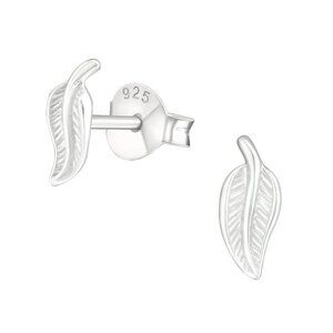Sterling Silver Dainty Leaf Stud Earrings 7mm